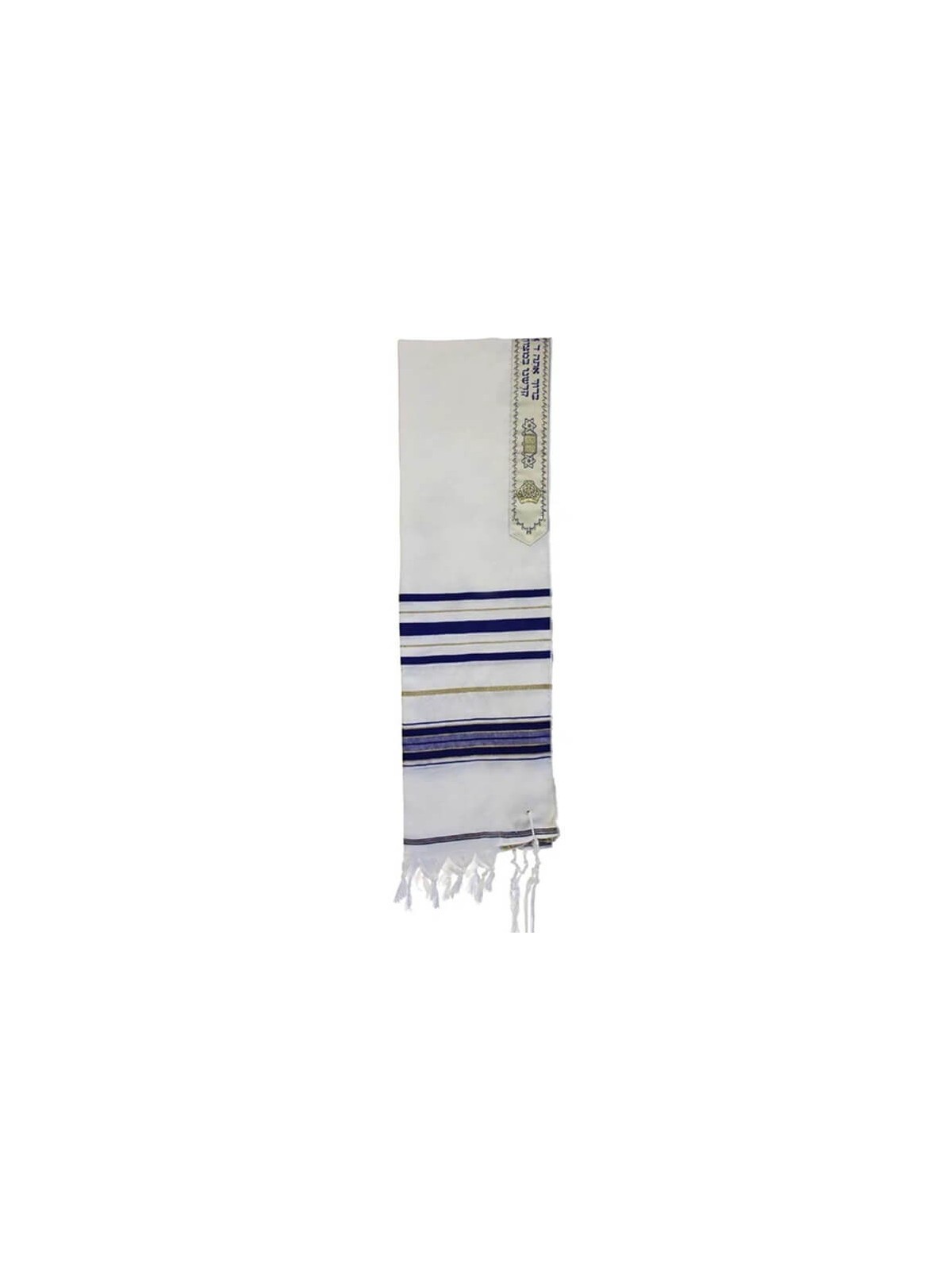 פסים מסורתיים כחולים וזהב צמר טלית | טלית/טאליס | יוּדָאִיקָה